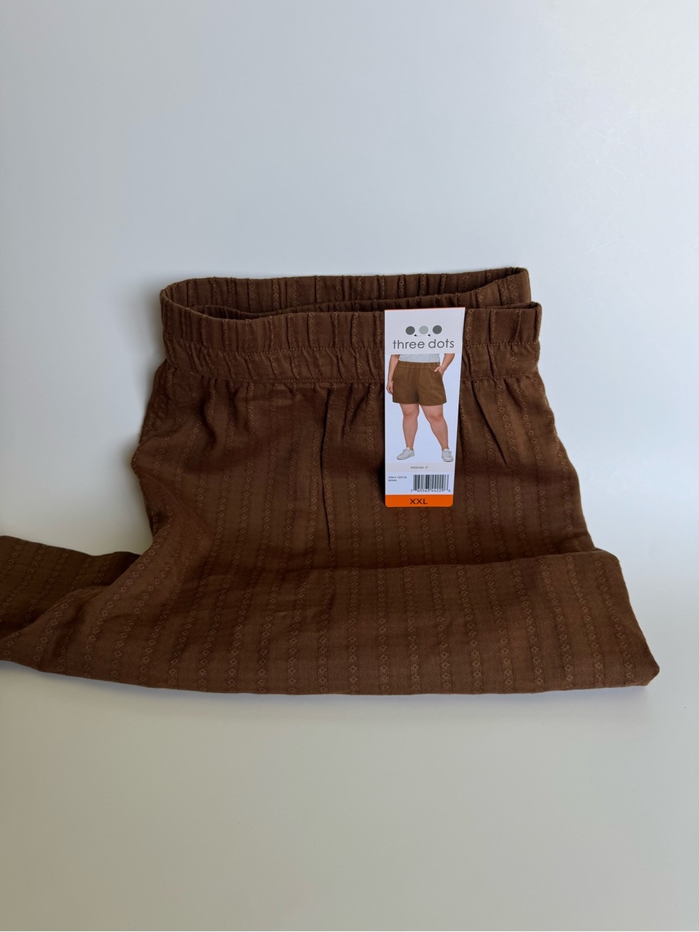 Three Dots brown textured pull-on kids shorts